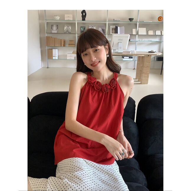 Halterneck cami top red