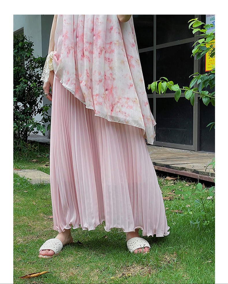 Long mesh skirt pink