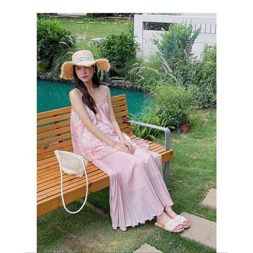 Long mesh skirt pink