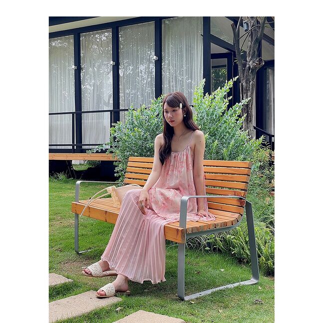 Long mesh skirt pink