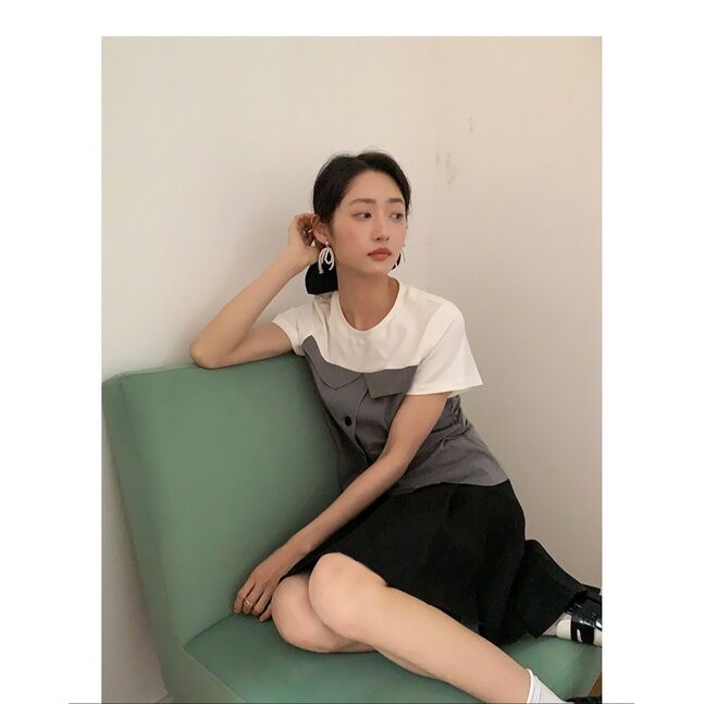 White and grey tshirt top