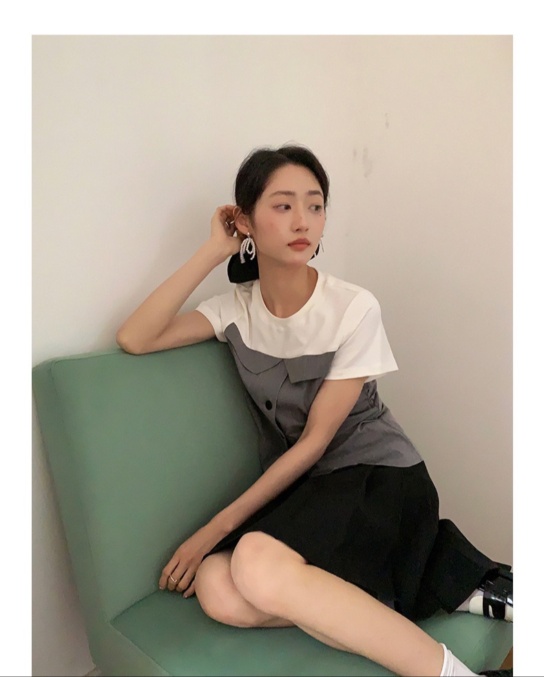 White and grey tshirt top