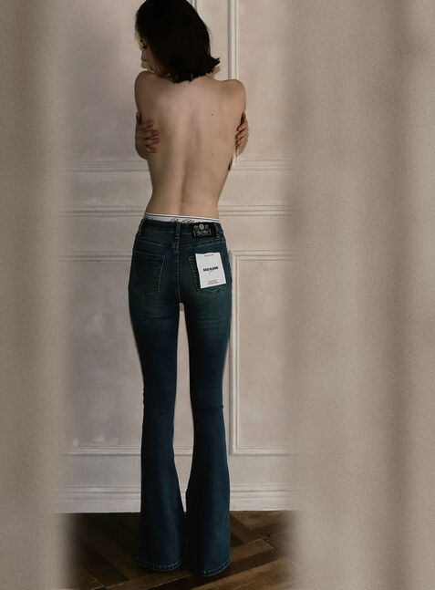 ◆BADBLOOD◆ 0119 Low rise boot cut jeans mid blue w-jeans24 Badblood 0119 Low Rise Bootcut Jeans Light Blue – BBGSHOPHK