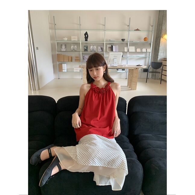 Halterneck cami top red