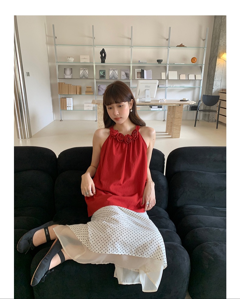 Halterneck cami top red