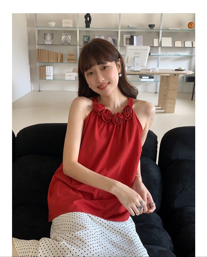 Halterneck cami top red