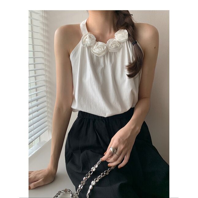 Halterneck cami top white