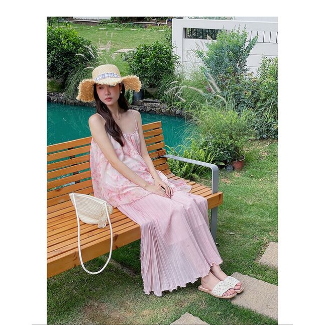 Long mesh skirt pink