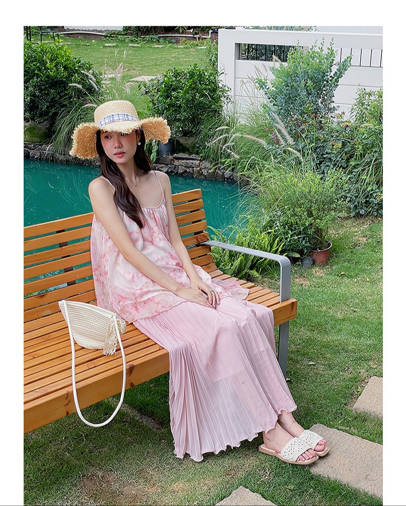 Long mesh skirt pink