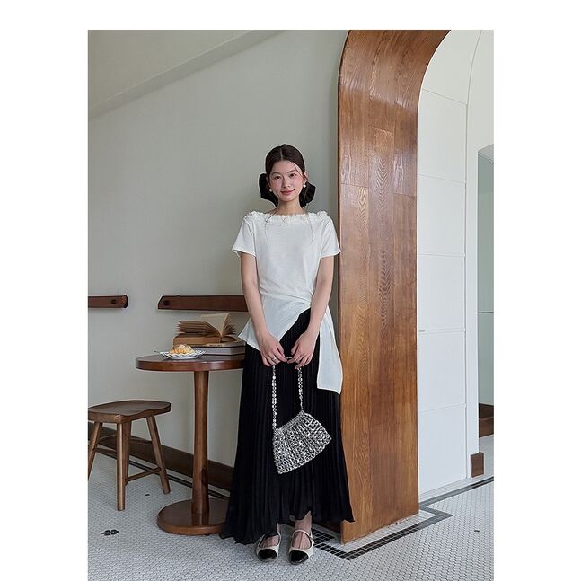 Long mesh skirt black