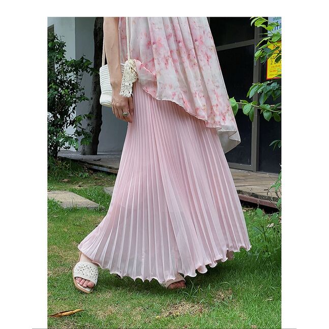 Long mesh skirt pink
