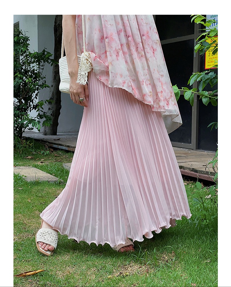 Long mesh skirt pink