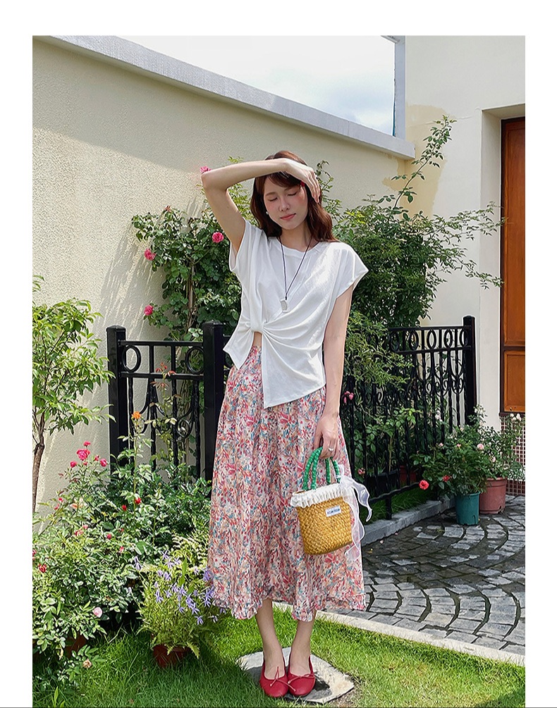 Retro Square Collar Pleated Waist Slit Short Top