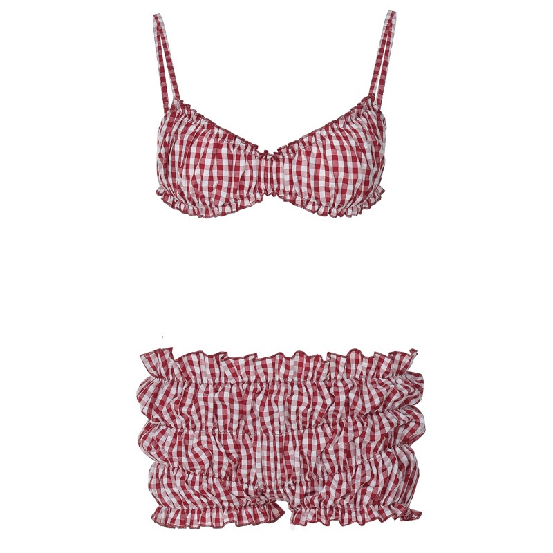 Red summer bikini two piece set