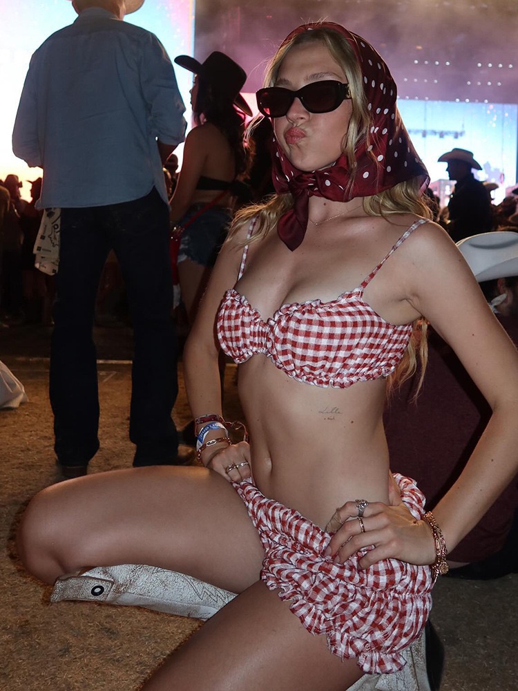 Red summer bikini two piece set