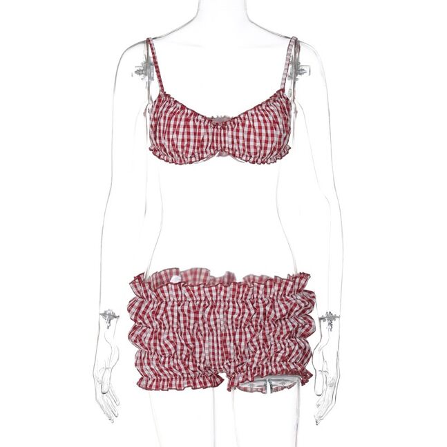 Red summer bikini two piece set