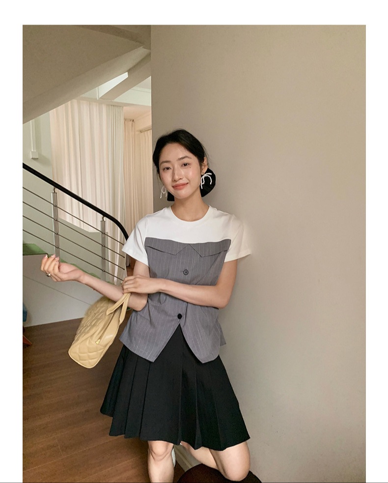 White and grey tshirt top