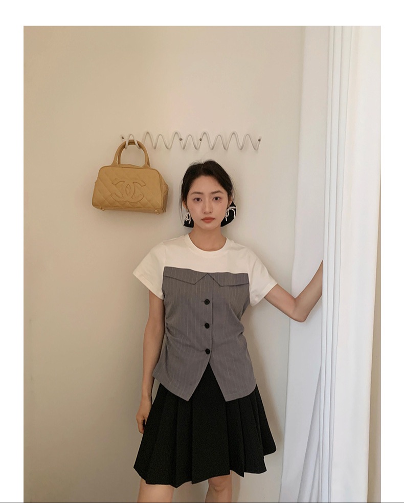 White and grey tshirt top