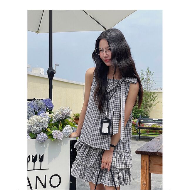 Grey flowy striped dress