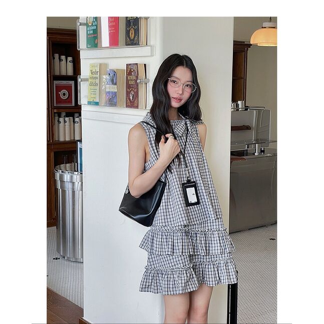 Grey flowy striped dress