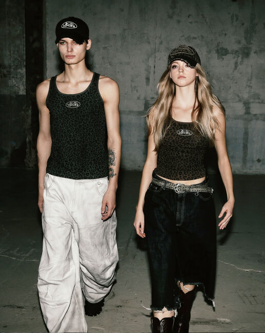 ◆BADBLOOD◆ Mystic Tank Slim Fit Black Leopard w-tnk25-027 Badblood [w-tnk25-036] Mystic String Tank - Black Leopard
