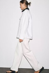 Zw collection contrast collar overshirt