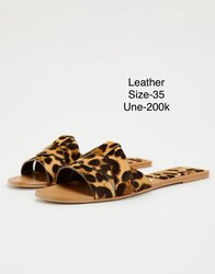 Animal print leather flat sandals