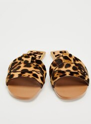 Animal print leather flat sandals