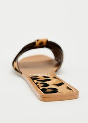 Animal print leather flat sandals