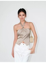 Beige silk top