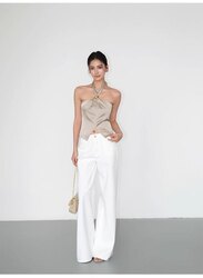 Beige silk top