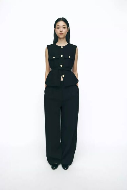Textured waistcoat with belt