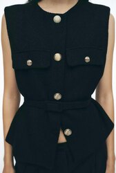 Textured waistcoat with belt