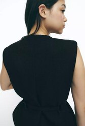 Textured waistcoat with belt