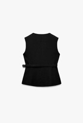 Textured waistcoat with belt