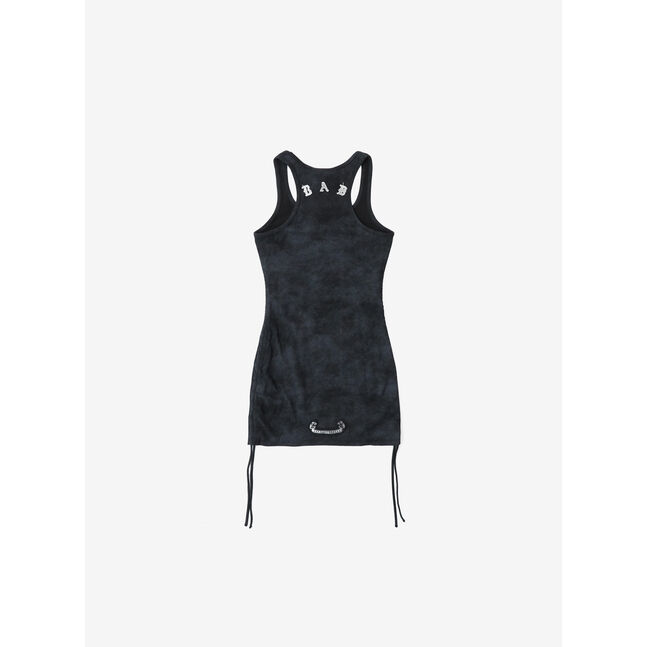 Lion Patch Tank Mini Dress - Washed Black
