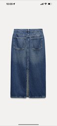 Zara, long mid-rise denim skirt