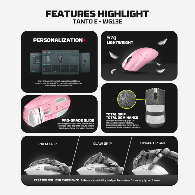 Fantech Tanto E WG13E Wireless Gaming Mouse Pink