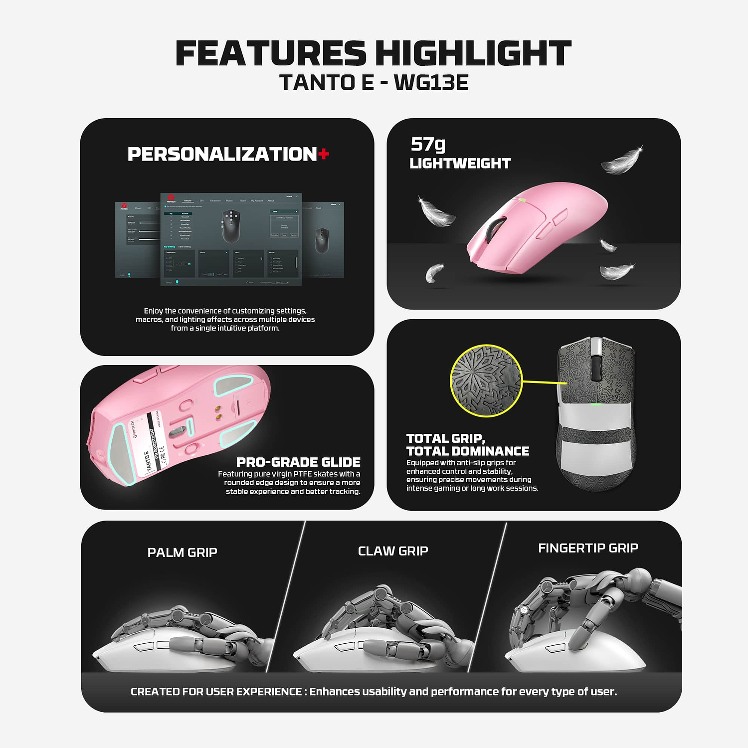 Fantech Tanto E WG13E Wireless Gaming Mouse Pink
