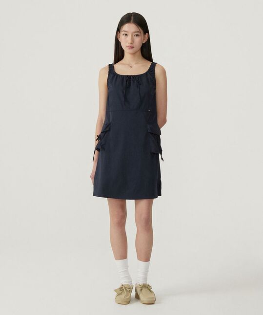 WOMEN’S SHIRRING CARGO SLEEVELESS DRESS