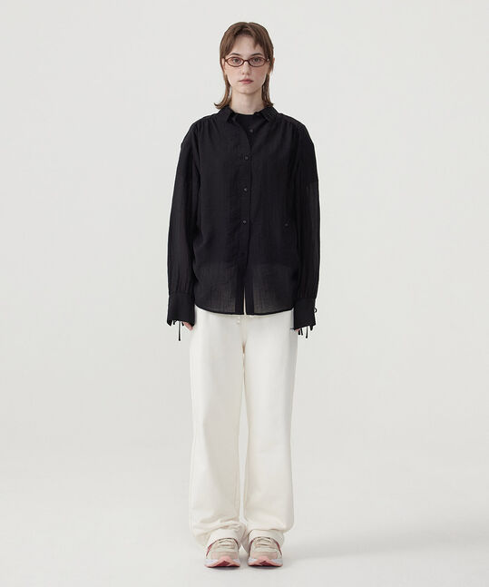 WOMEN'S STRING SHEER OVERSIZED BLOUSE