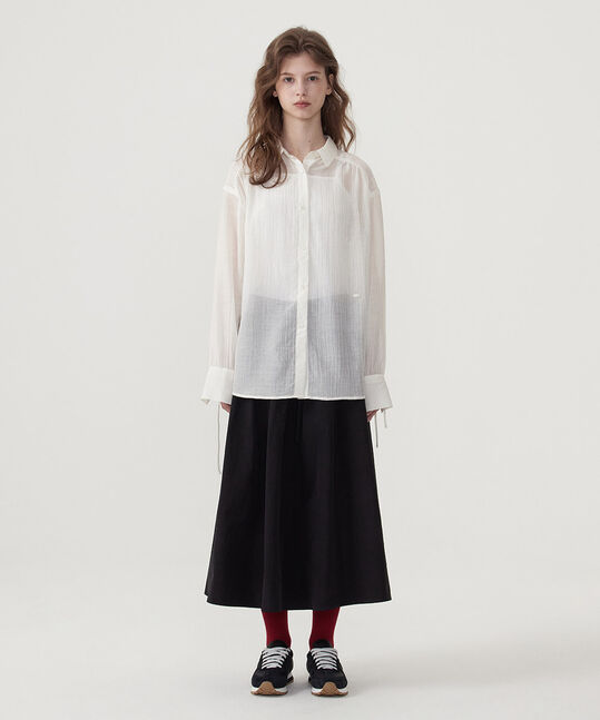 WOMEN'S STRING SHEER OVERSIZED BLOUSE