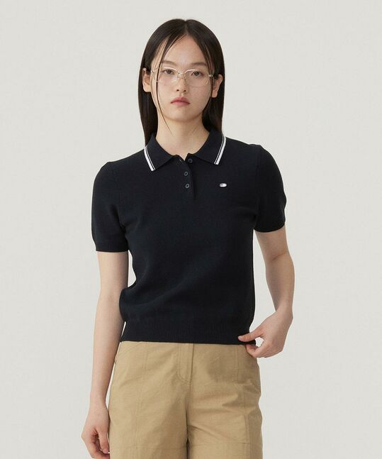 WOMEN'S POLO HALF KNIT