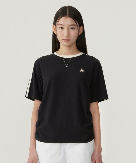 WOMEN'S SHIRRING WAFFLE T-SHIRT