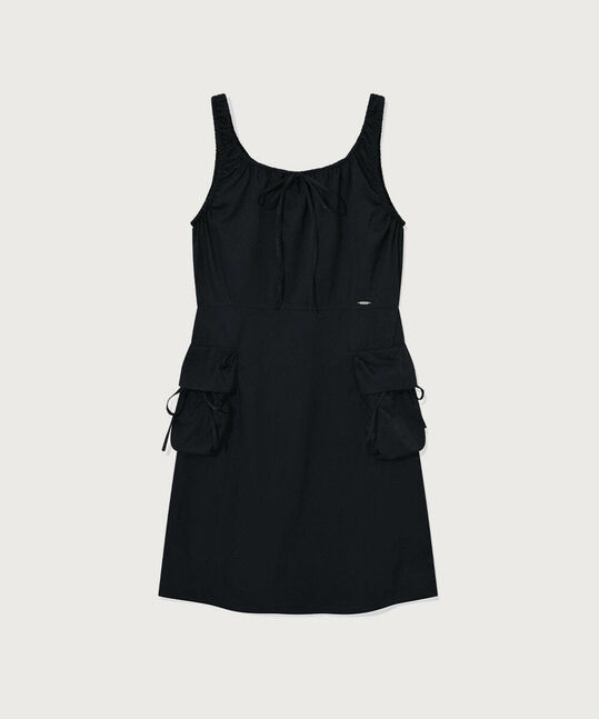 WOMEN’S SHIRRING CARGO SLEEVELESS DRESS