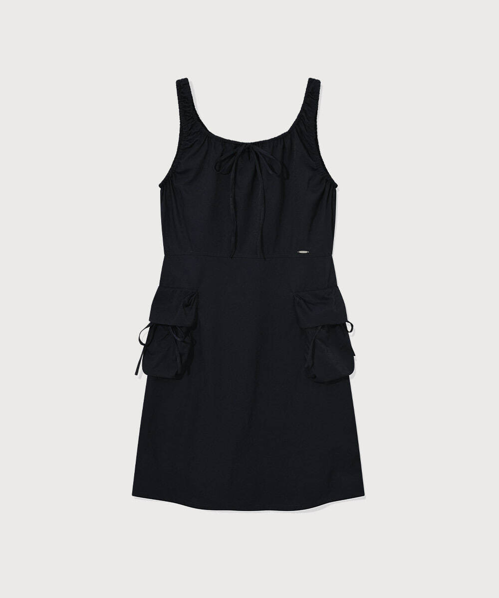 WOMEN’S SHIRRING CARGO SLEEVELESS DRESS
