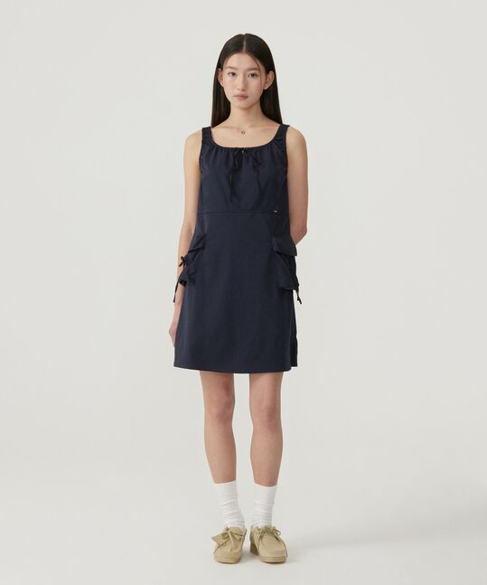WOMEN’S SHIRRING CARGO SLEEVELESS DRESS