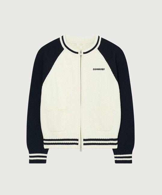 WOMEN'S VARSITY ZIP-UP KNIT CARDIGAN