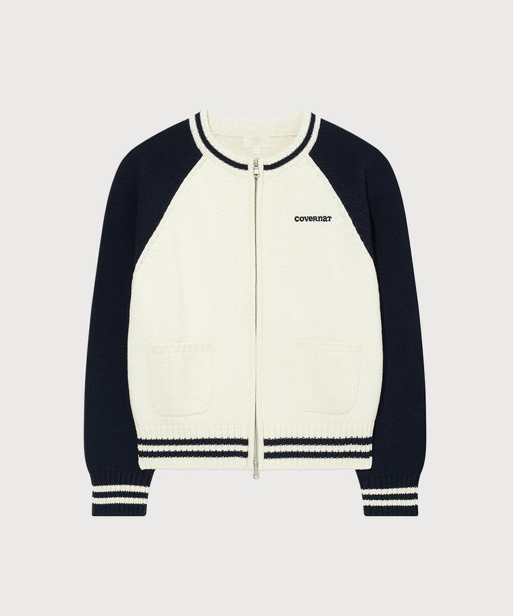 WOMEN'S VARSITY ZIP-UP KNIT CARDIGAN
