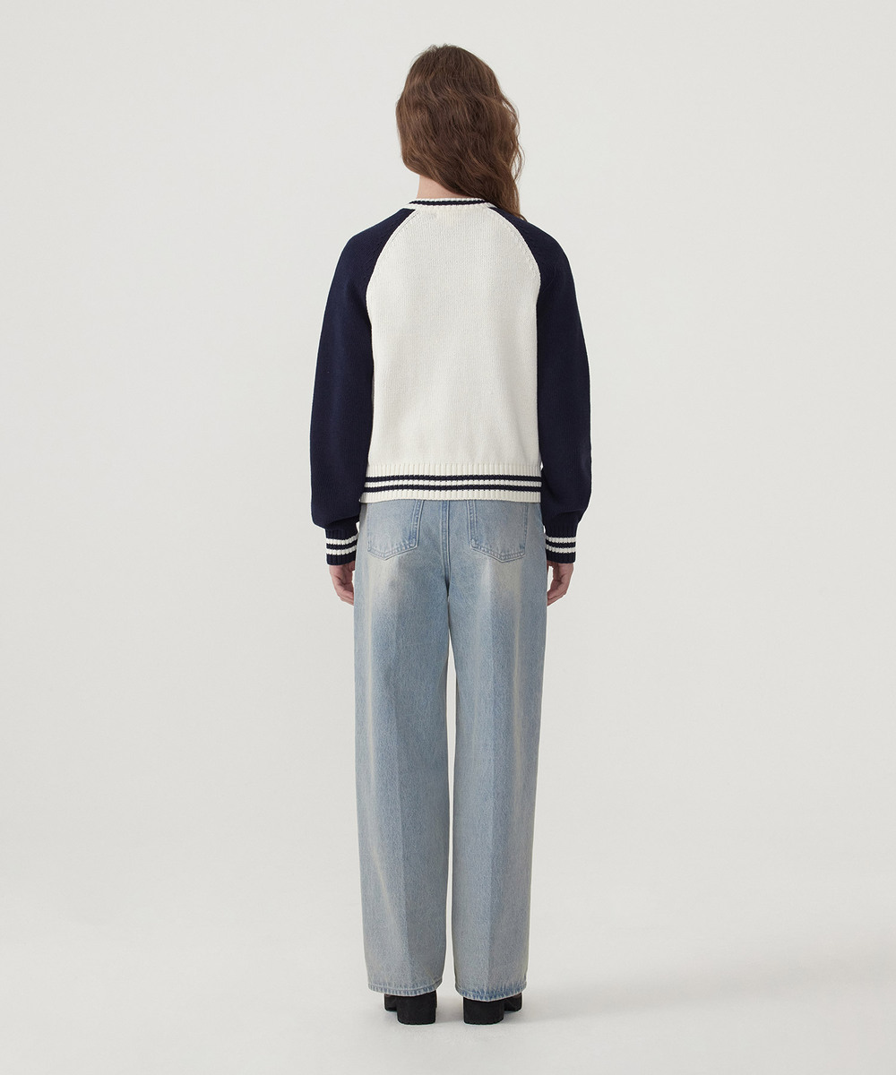 WOMEN'S VARSITY ZIP-UP KNIT CARDIGAN